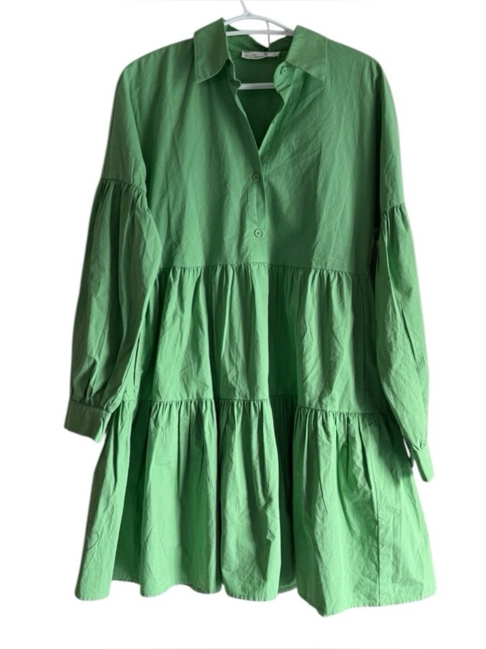 Oak + Fort pistachio Green Tiered mini Dress, Size Small, NWOTS - Picture 2 of 9